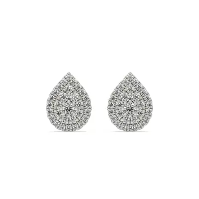 Pear Cluster Lab Diamond Silver Earrings