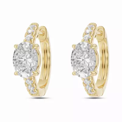 Sculpted Oval Lab Diamond Hoop Earrings (1.50 ct. tw.)