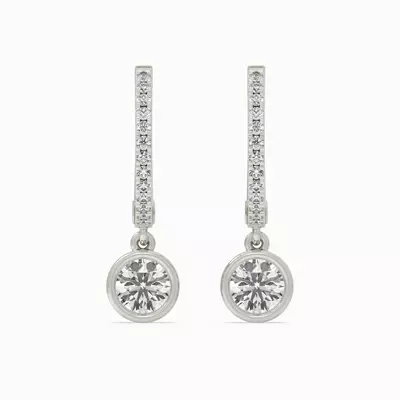 Bezel Drop Lab Diamond Silver Huggies (1.00 ct. tw.)