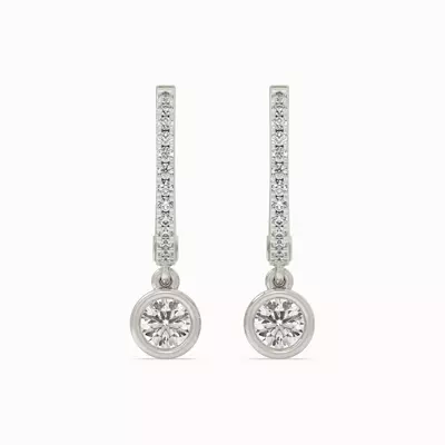Bezel Drop Lab Diamond Silver Huggies (.50 ct. tw.)