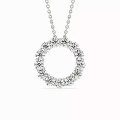 Circle Lab Diamond Silver Necklace (1.00 ct. tw.)