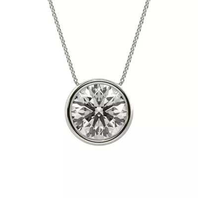 Bezel Solitaire Lab Diamond Silver Necklace (2.00 ct. tw.)