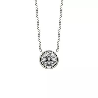Bezel Solitaire Lab Diamond Silver Necklace (0.25 ct. tw.)