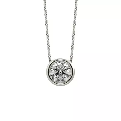 Bezel Solitaire Lab Diamond Silver Necklace (0.50 ct. tw.)