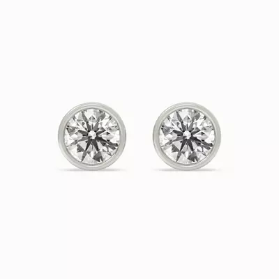 Bezel Lab Diamond Silver Earrings (1.00 ct. tw.)