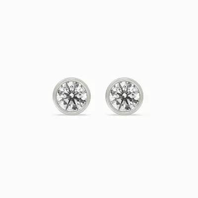 Bezel Lab Diamond Silver Earrings (.75 ct. tw.)