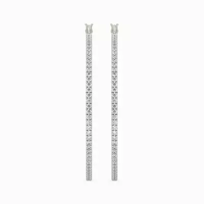 Pavé Lab Diamond Silver Hoops (1.00 ct. tw.)