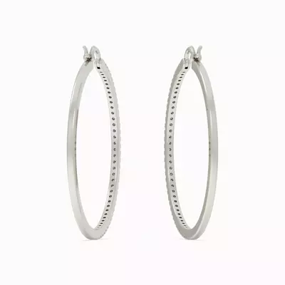Pavé Lab Diamond Silver Hoops (.50 ct. tw.)