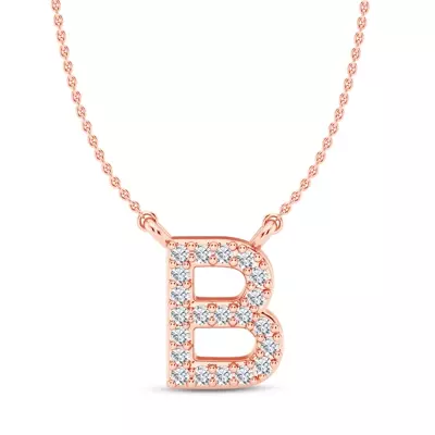 Lab Diamond Initial Necklace – B