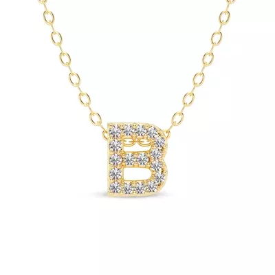Petite Lab Diamond Initial Necklace – B