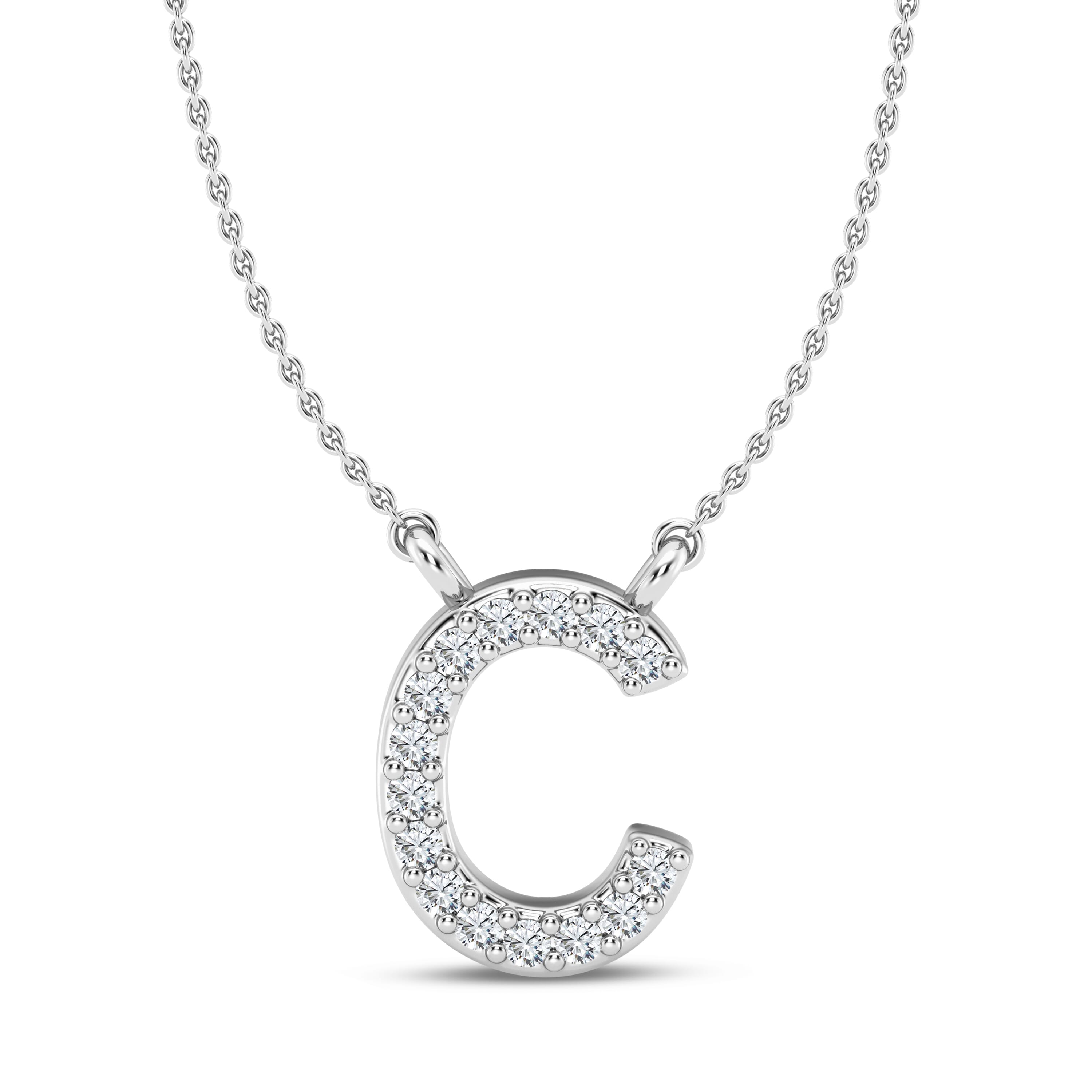 Lab Diamond Initial Necklace – C