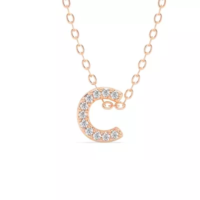 Petite Lab Diamond Initial Necklace – C