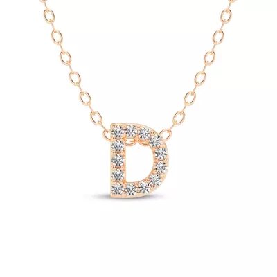 Petite Lab Diamond Initial Necklace – D
