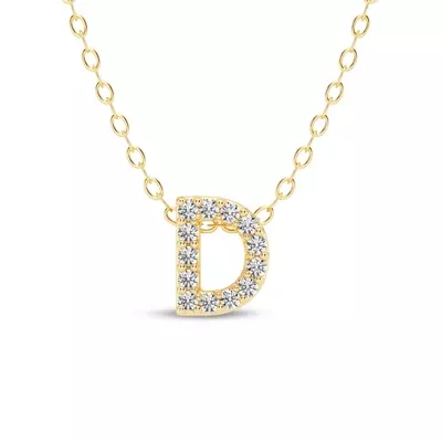 Petite Lab Diamond Initial Necklace – D