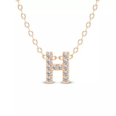Petite Lab Diamond Initial Necklace – H