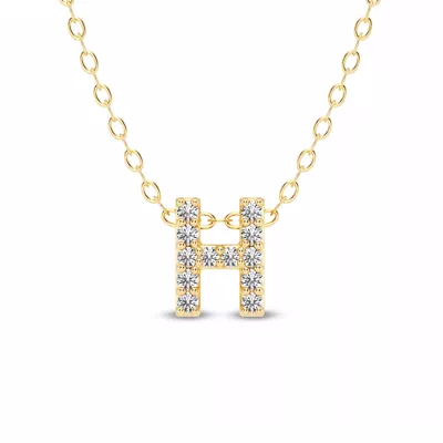 Petite Lab Diamond Initial Necklace – H
