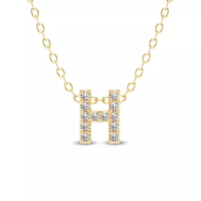 Petite Lab Diamond Initial Necklace – H