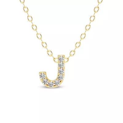 Petite Lab Diamond Initial Necklace – J