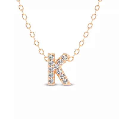 Petite Lab Diamond Initial Necklace – K