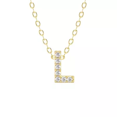 Petite Lab Diamond Initial Necklace – L