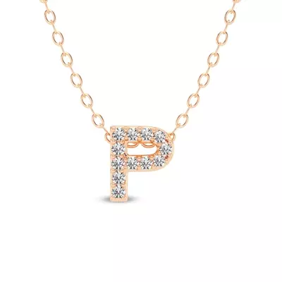 Petite Lab Diamond Initial Necklace – P