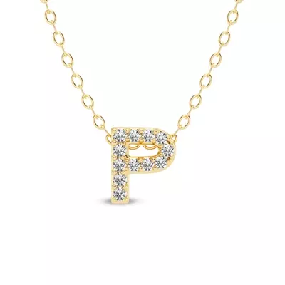 Petite Lab Diamond Initial Necklace – P