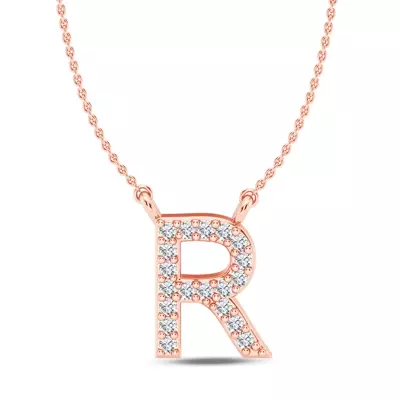 Lab Diamond Initial Necklace – R