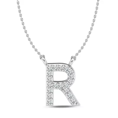 Lab Diamond Initial Necklace – R