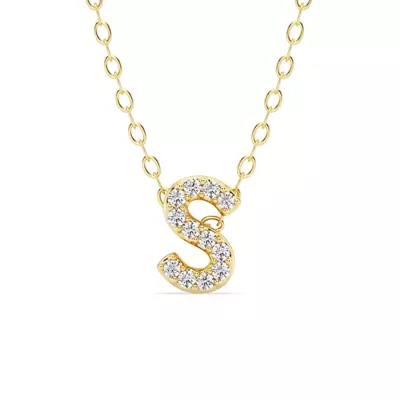 Petite Lab Diamond Initial Necklace – S