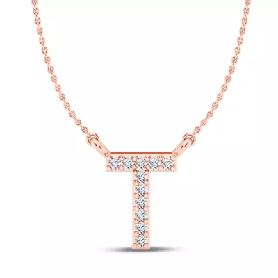 Lab Diamond Initial Necklace – T