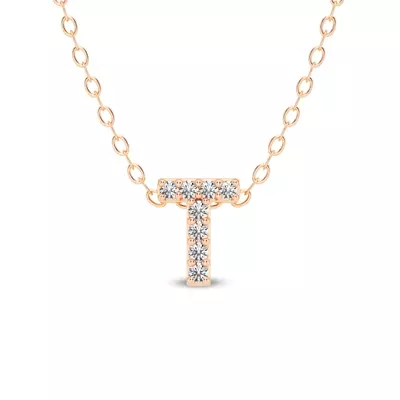 Petite Lab Diamond Initial Necklace – T