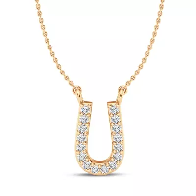 Lab Diamond Initial Necklace – U