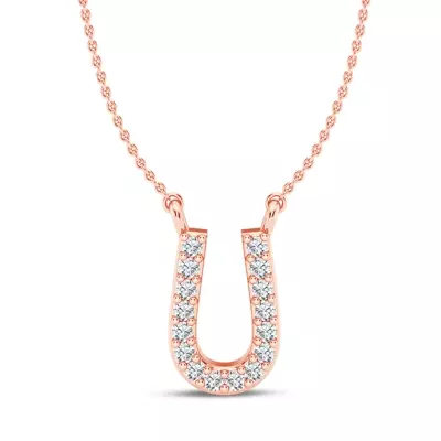 Lab Diamond Initial Necklace – U