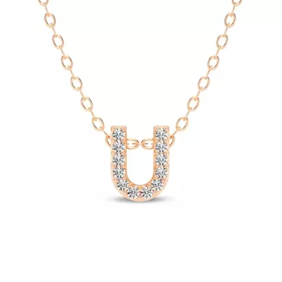 Petite Lab Diamond Initial Necklace – U