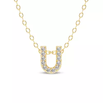 Petite Lab Diamond Initial Necklace – U