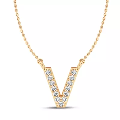 Lab Diamond Initial Necklace – V