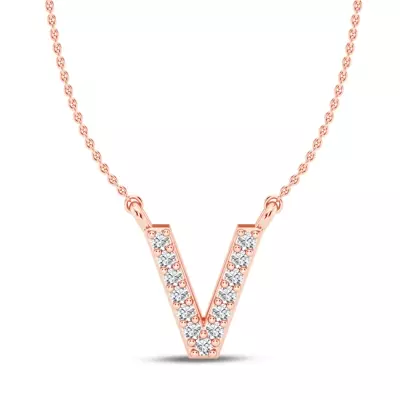Lab Diamond Initial Necklace – V