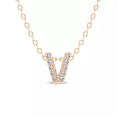Petite Lab Diamond Initial Necklace – V
