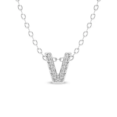 Petite Lab Diamond Initial Necklace – V