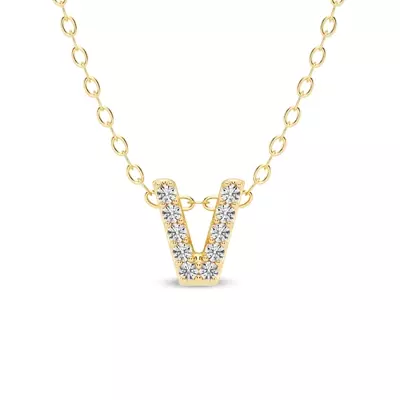 Petite Lab Diamond Initial Necklace – V