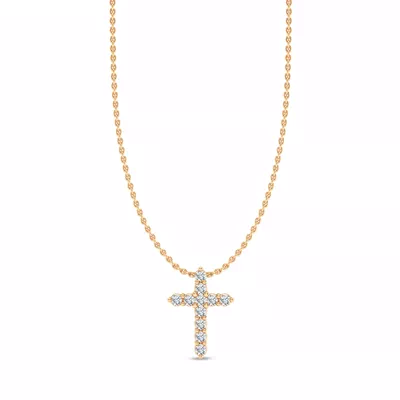 Classic Shared Prong Lab Diamond Cross Necklace (.10 ct. tw.)