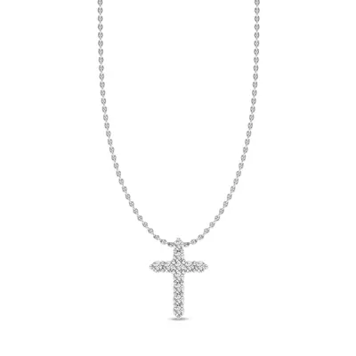 Classic Shared Prong Lab Diamond Cross Necklace (.10 ct. tw.)