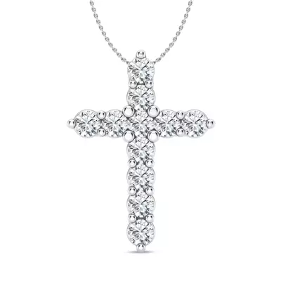 Classic Shared Prong Lab Diamond Cross Necklace (3 ct. tw.)