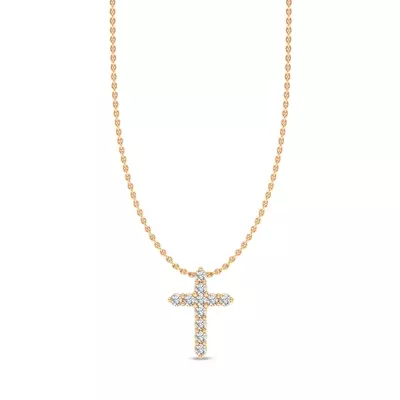 Classic Shared Prong Lab Diamond Cross Necklace (.10 ct. tw.)