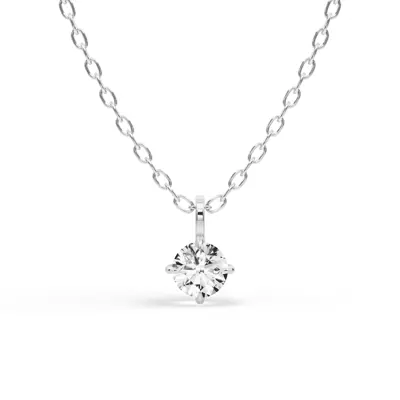 Classic Compass Set Round Lab Diamond Solitaire Silver Necklace (1/2 ct. tw.)