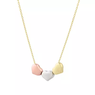 Tricolor Heart Gold Necklace