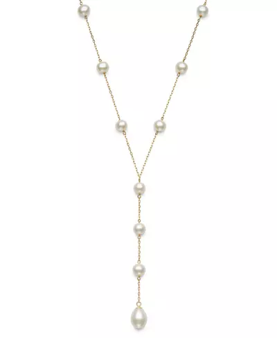 Freshwater Pearl Station Y-Drop Necklace (6–9mm)