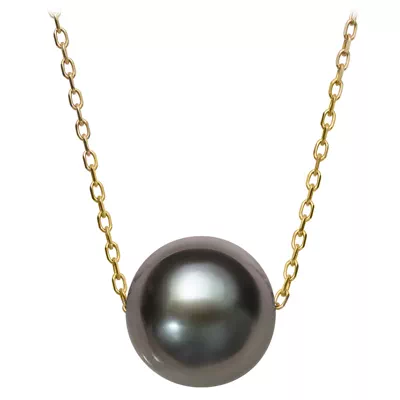 Floating Black Freshwater Pearl Necklace (8–9mm)