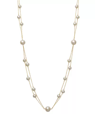 Double Row Freshwater Pearl Station Necklace (5–9mm)