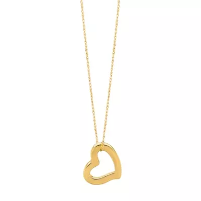 Open Heart Gold Pendant Necklace